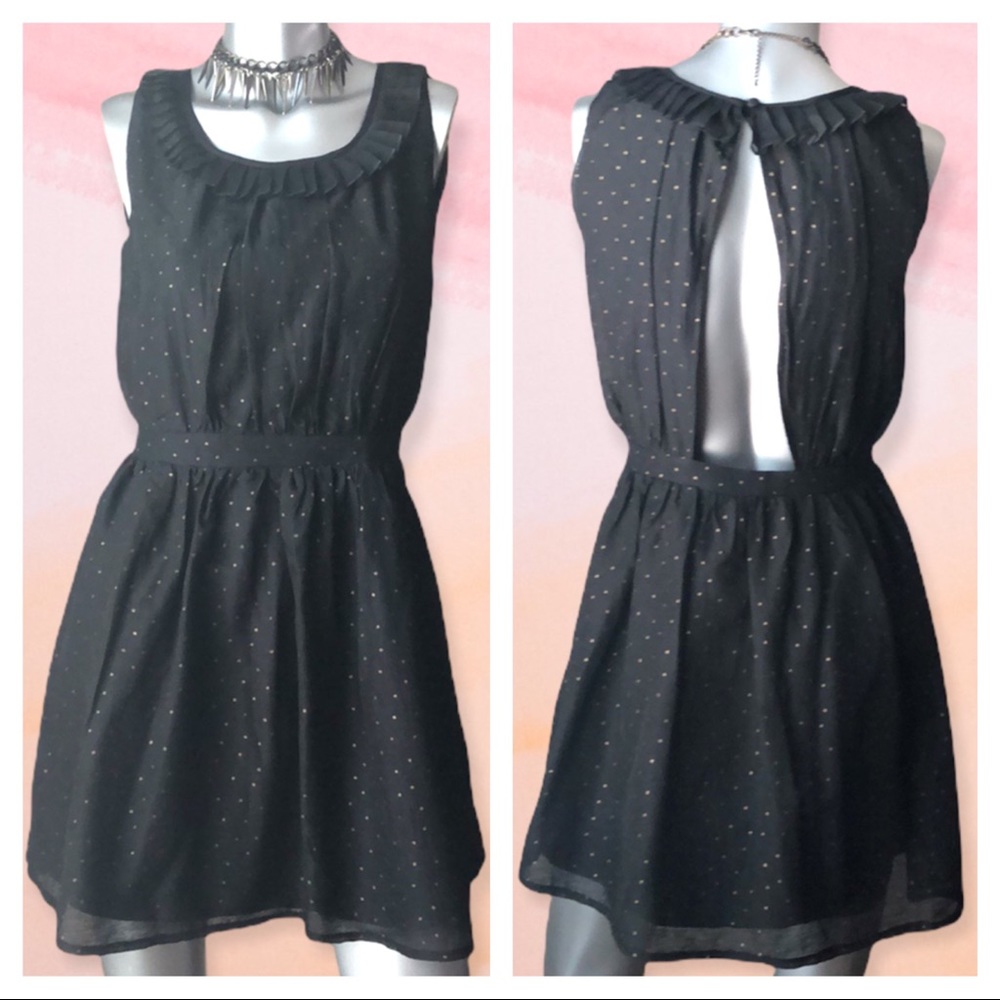 Arc & Co. Sheer Cut-Out Polka Dot Dress